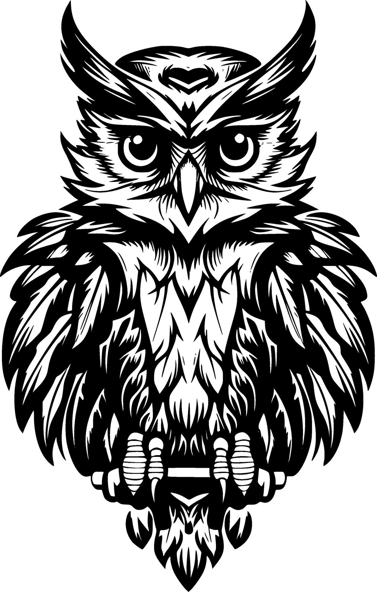 Owl, Black and White Vector illustration 42372651 Vector Art at Vecteezy
