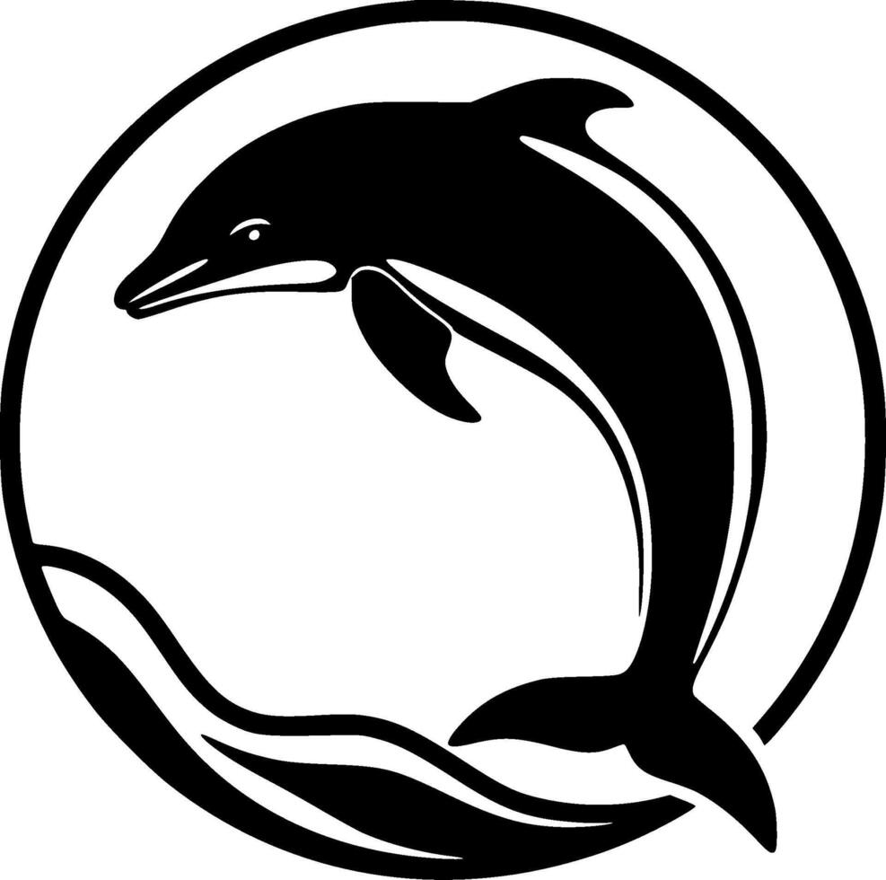 Dolphin, Minimalist and Simple Silhouette - Vector illustration
