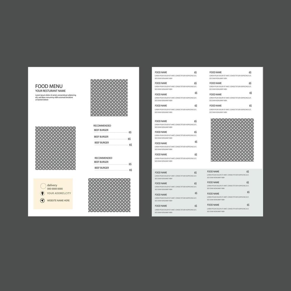 Food and Wine Menu Layout in Two Sizes vector