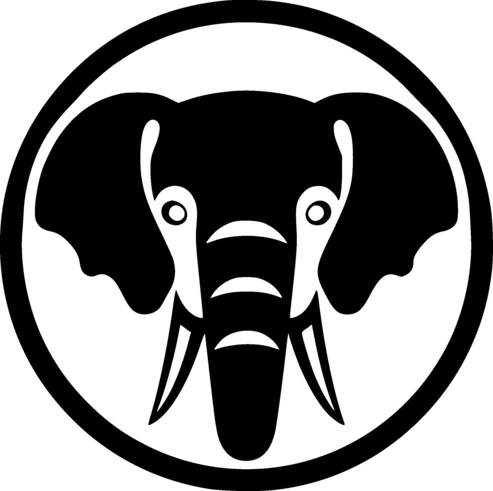 Elephant - Black and White Isolated Icon - Vector illustration