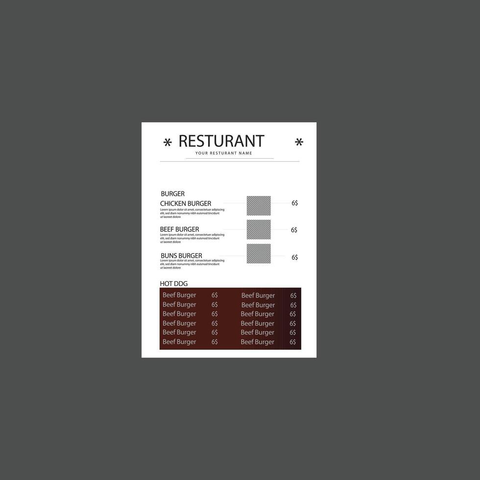 Food and Wine Menu Layout in Two Sizes vector