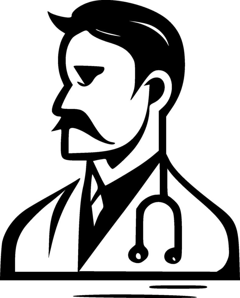 médico - negro y blanco aislado icono - vector ilustración