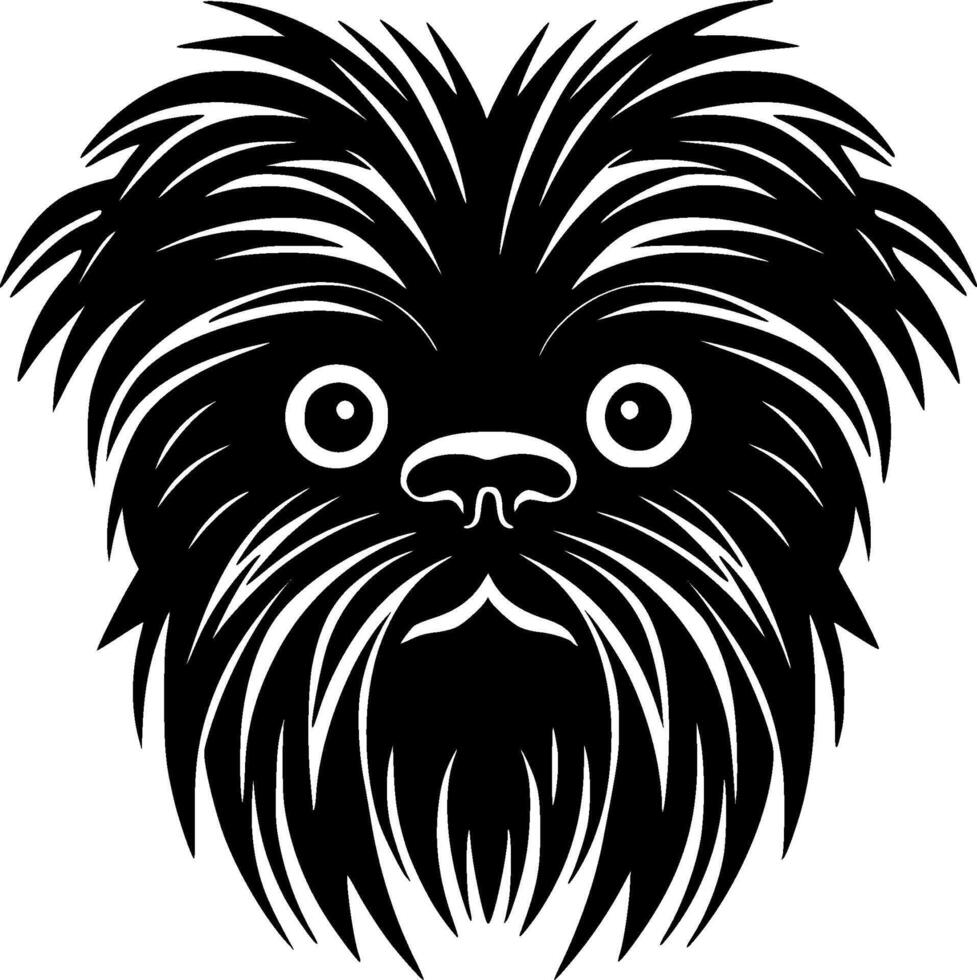 affenpinscher - negro y blanco aislado icono - vector ilustración