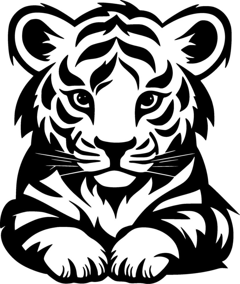 Tiger, Black and White Vector illustration