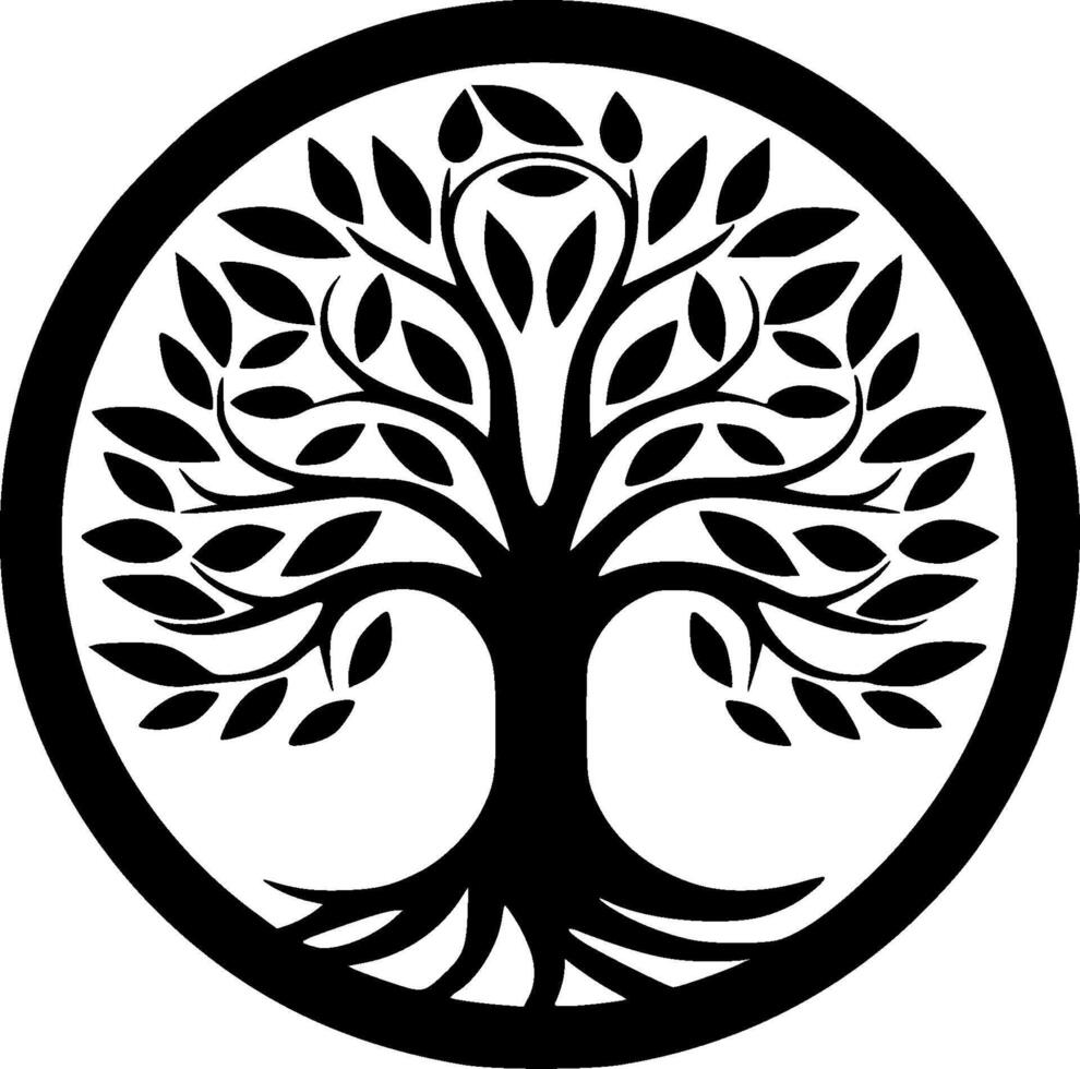 Tree - Black and White Isolated Icon - Vector illustration