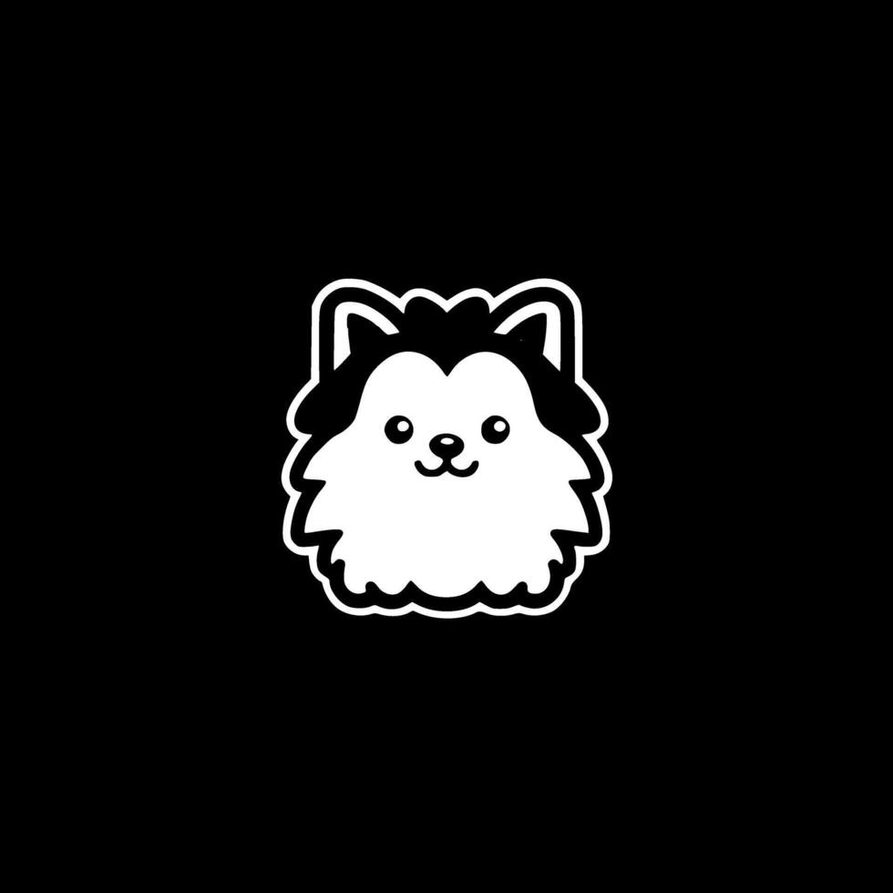 Pomeranian - Black and White Isolated Icon - Vector illustration