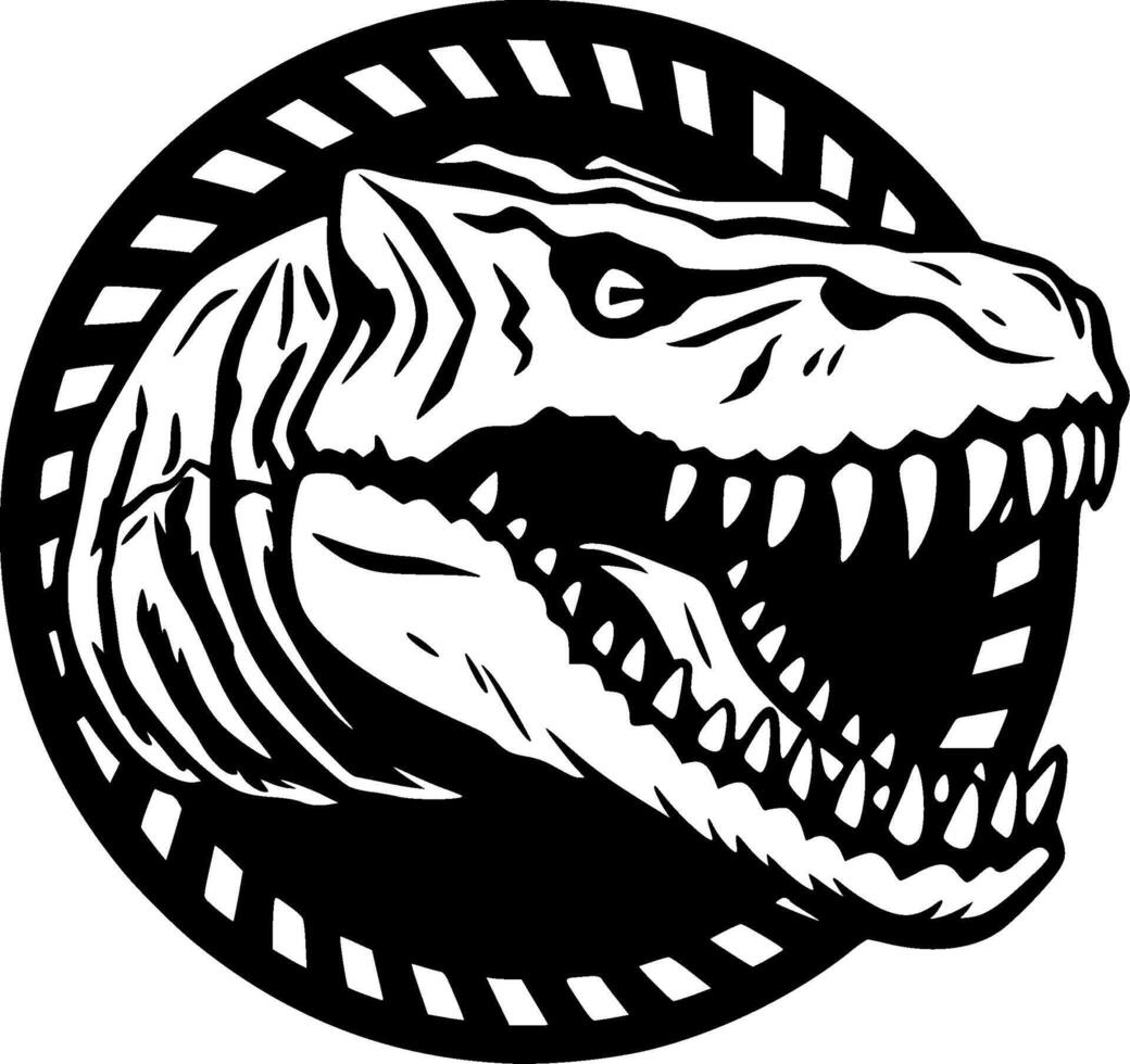 Crocodile, Black and White Vector illustration