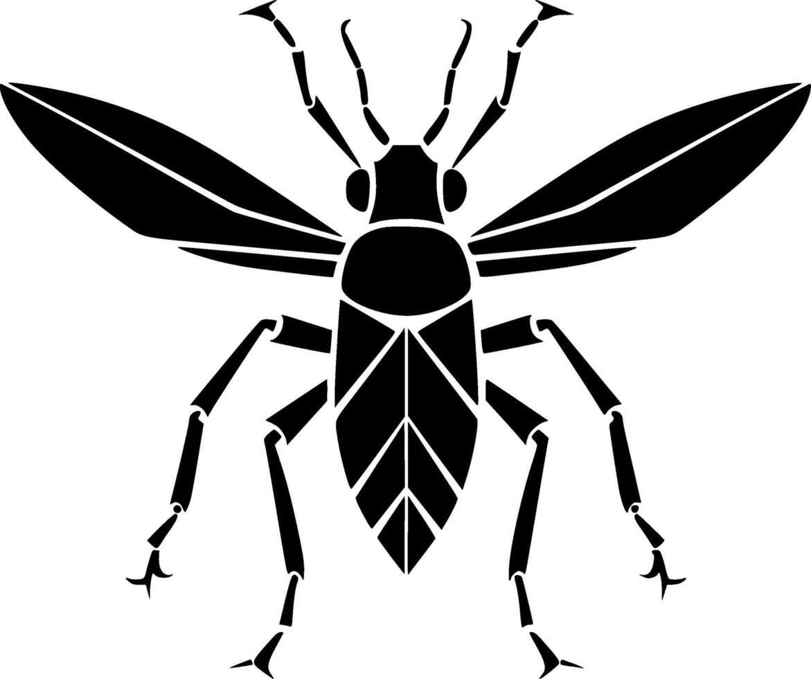 Bee, Black and White Vector illustration