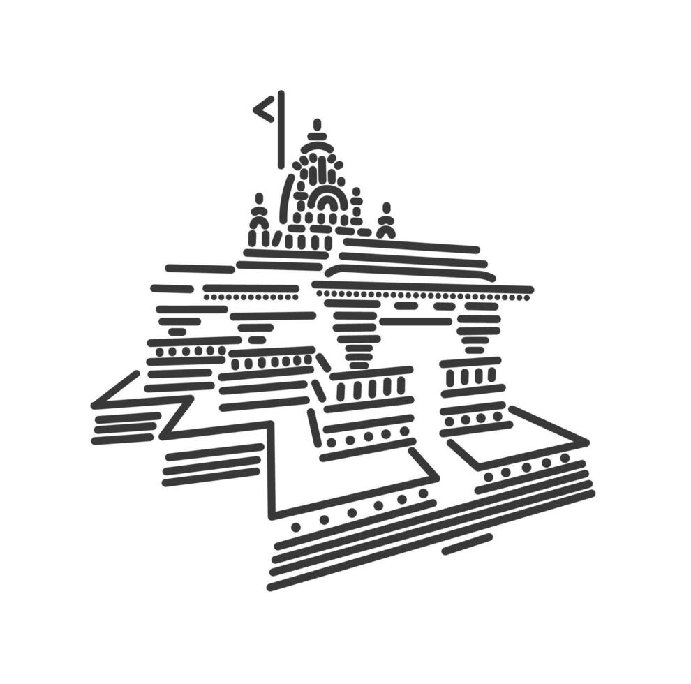 Grishneshwar Temple illustration vector icon.
