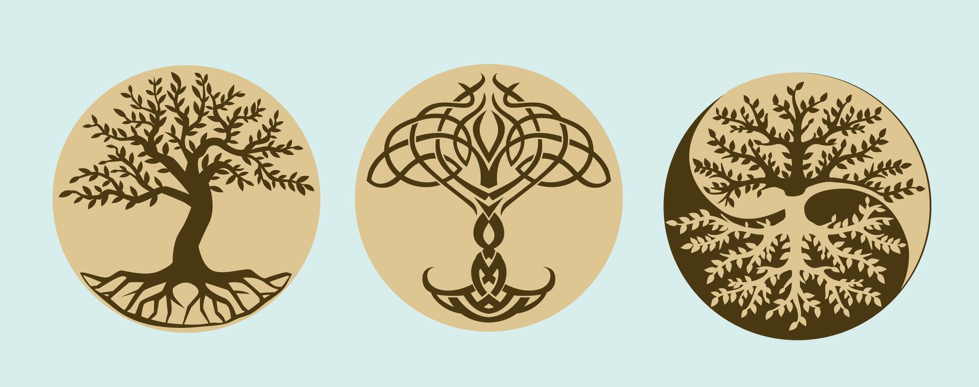 Tree Round Ornamented Templates vector