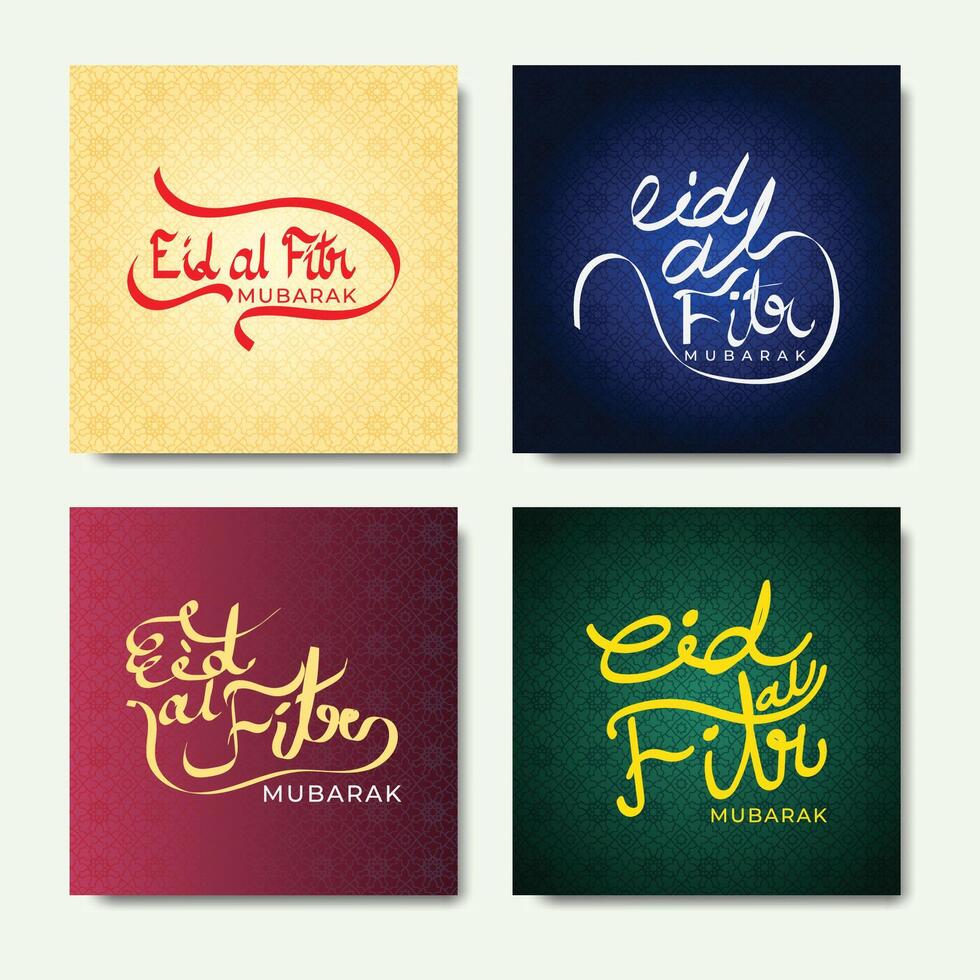 Eid al fitr Eid al Adha Mubarak greeting card Set for social media post template vector