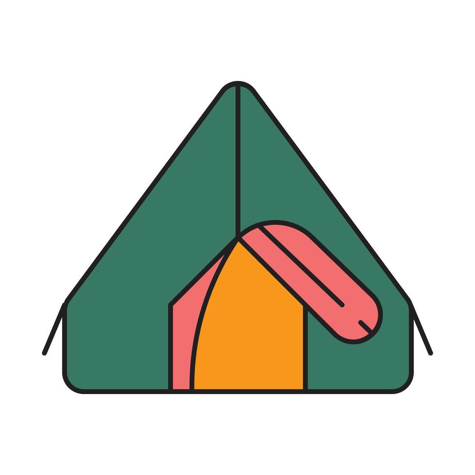 Camping Tent Icon Design. with a simple line and color illustration design vector