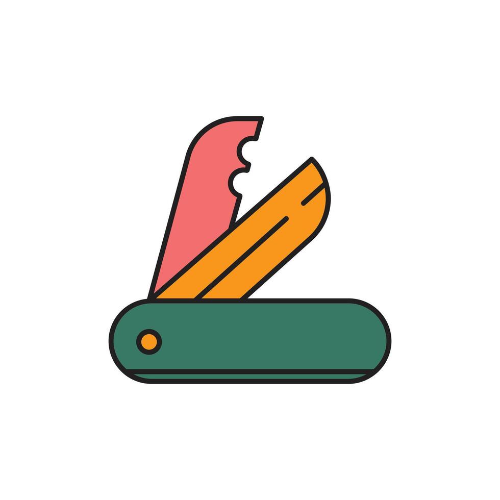 Folding Knife Icon Design. with a simple line and color illustration design vector