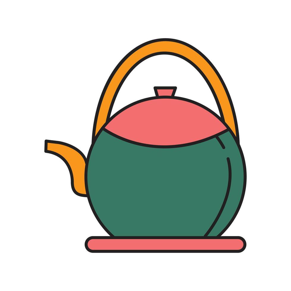 Teapot Icon Design. with a simple line and color illustration design vector