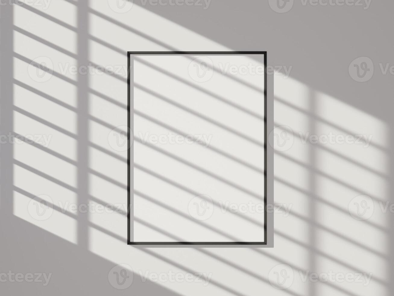 Minimal picture poster frame mockup on white wall photo