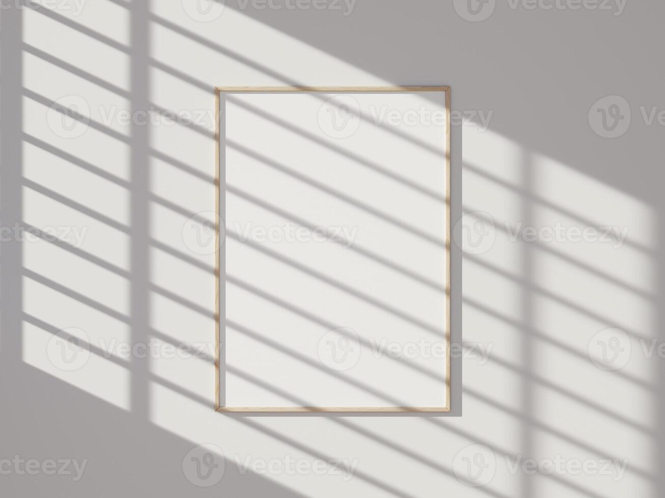 Minimal picture poster frame mockup on white wall photo