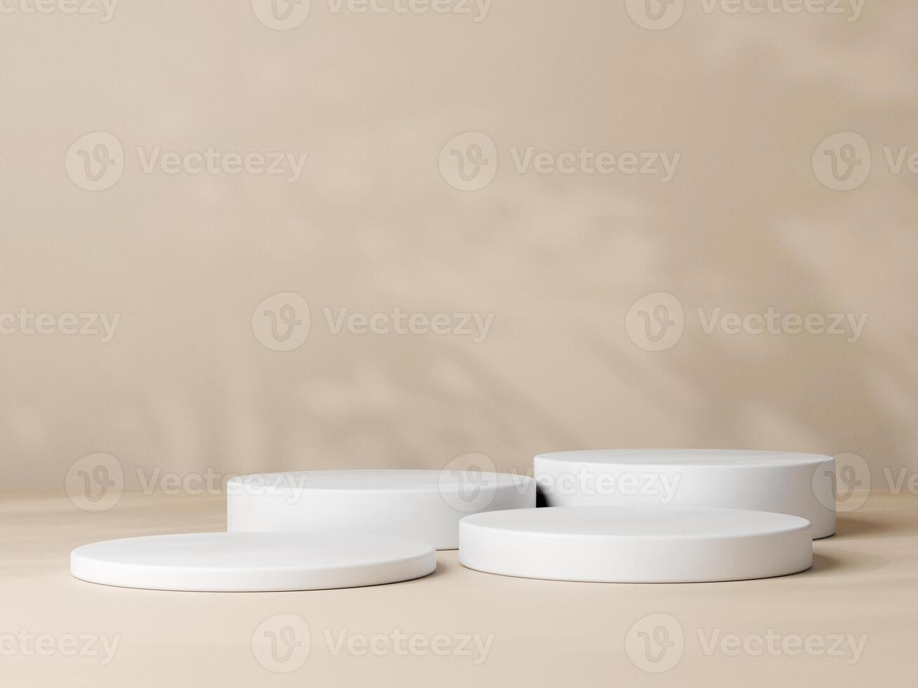 Set of cylinder pedestal podium display, Empty room background. Abstract modern rendering 3d shape for products display presentation. photo