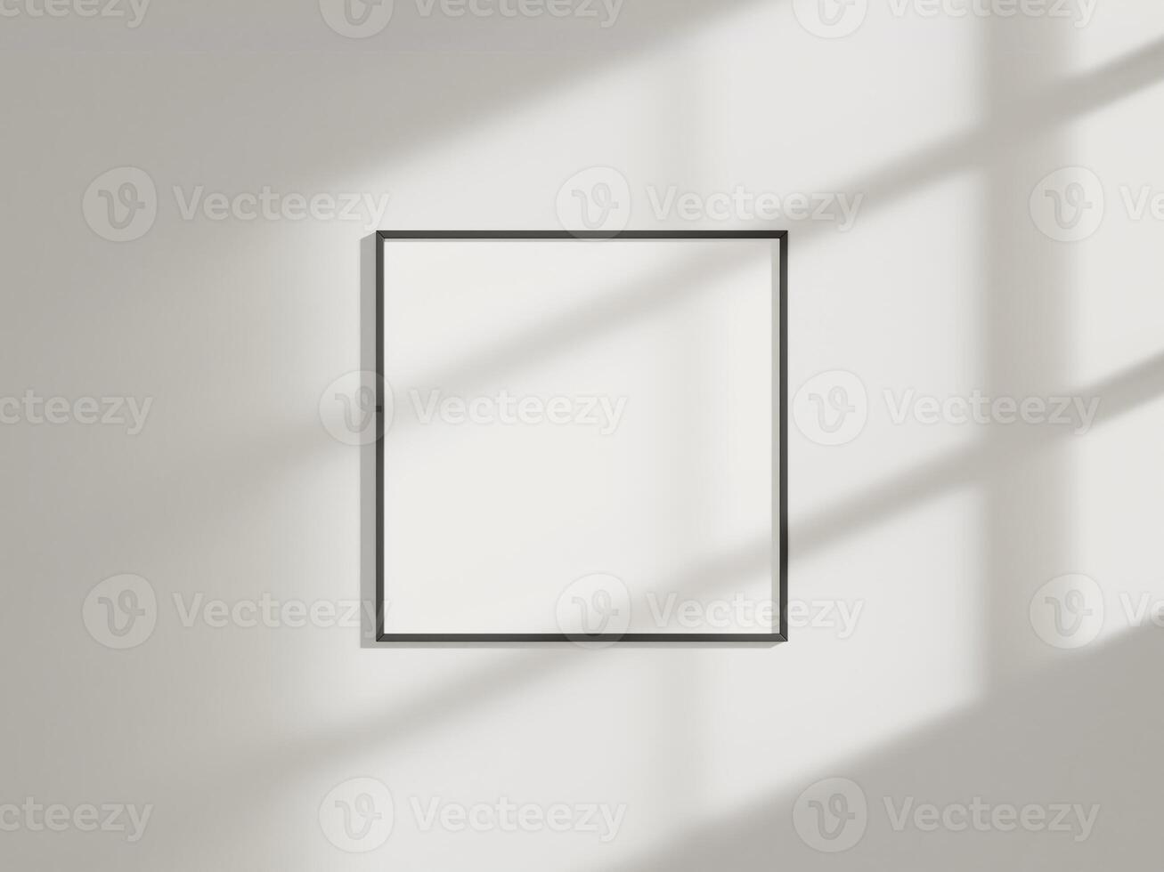 Minimal picture poster frame mockup on white wall photo