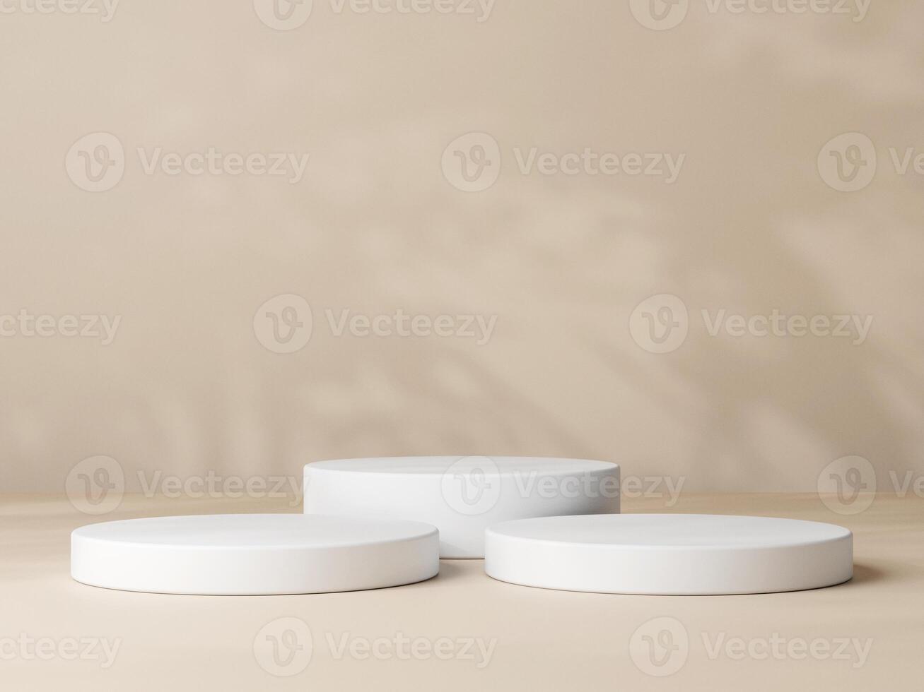 Set of cylinder pedestal podium display, Empty room background. Abstract modern rendering 3d shape for products display presentation. photo