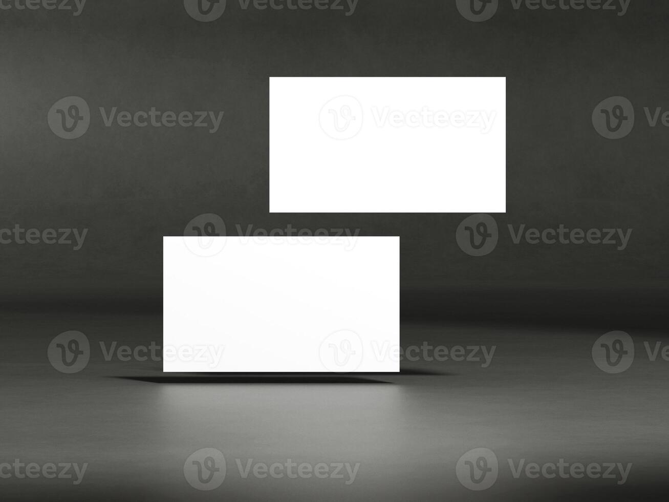 Realistic floating business branding cards template mockup. photo