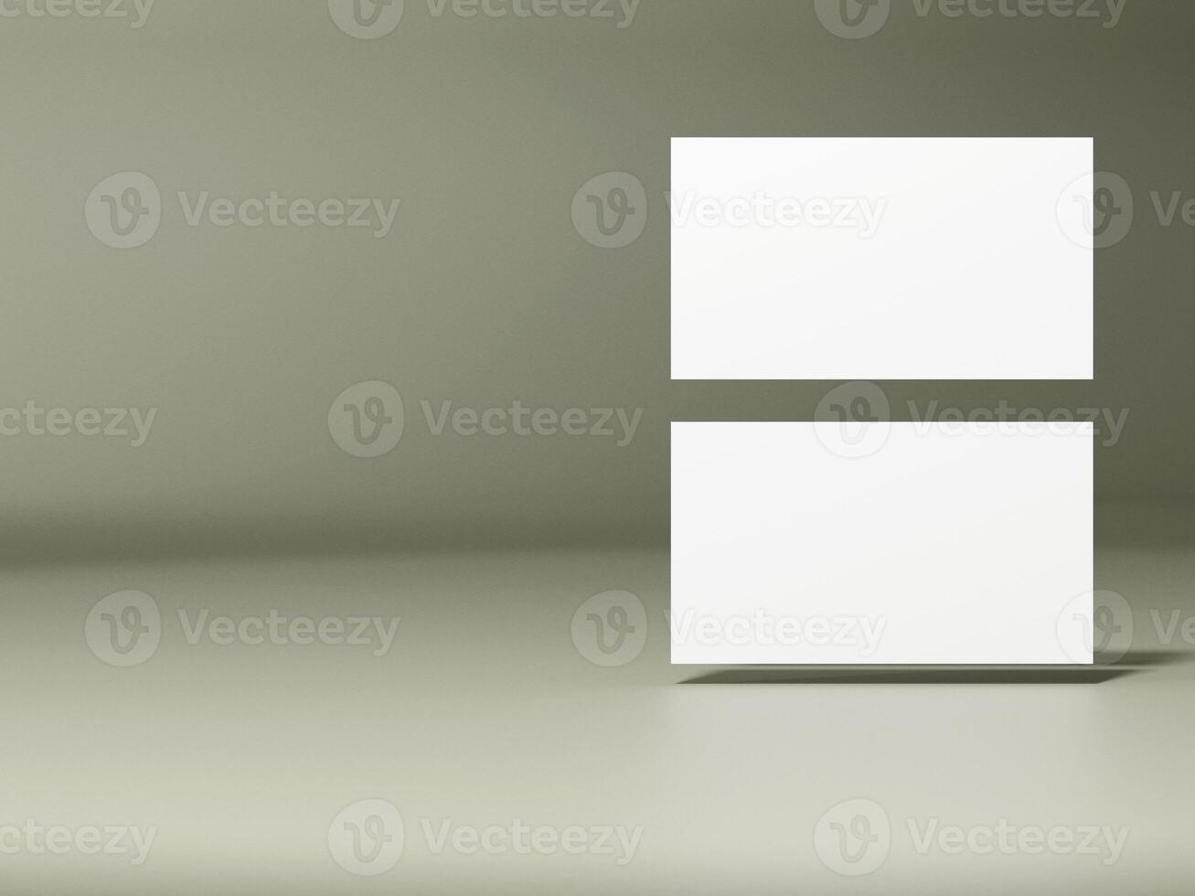 Realistic floating business branding cards template mockup. photo