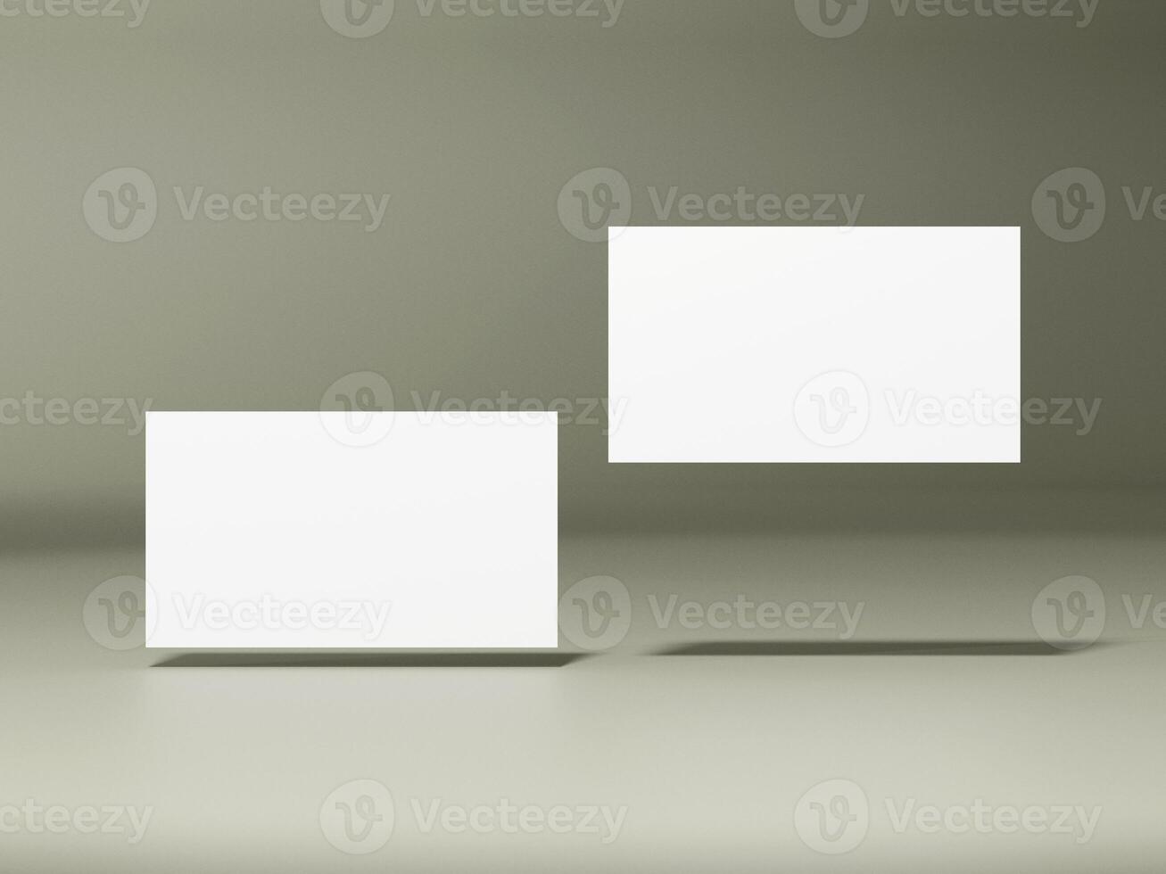 Realistic floating business branding cards template mockup. photo