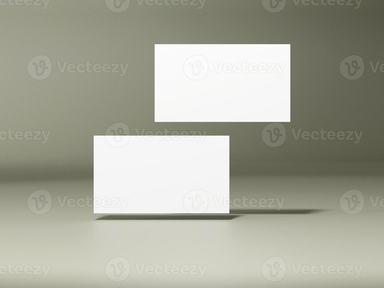 Realistic floating business branding cards template mockup. photo