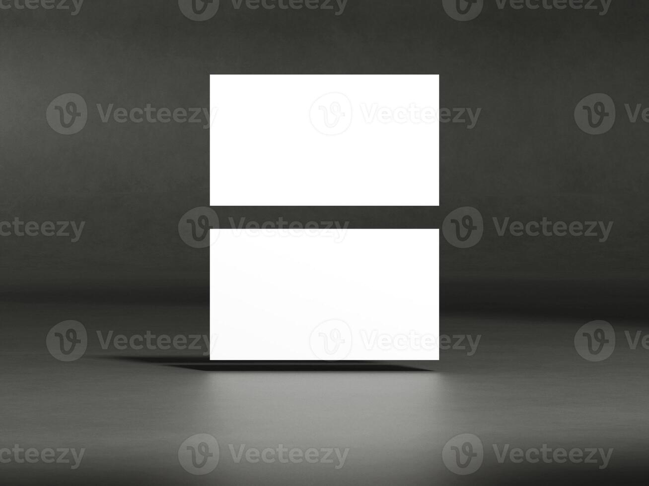 Realistic floating business branding cards template mockup. photo