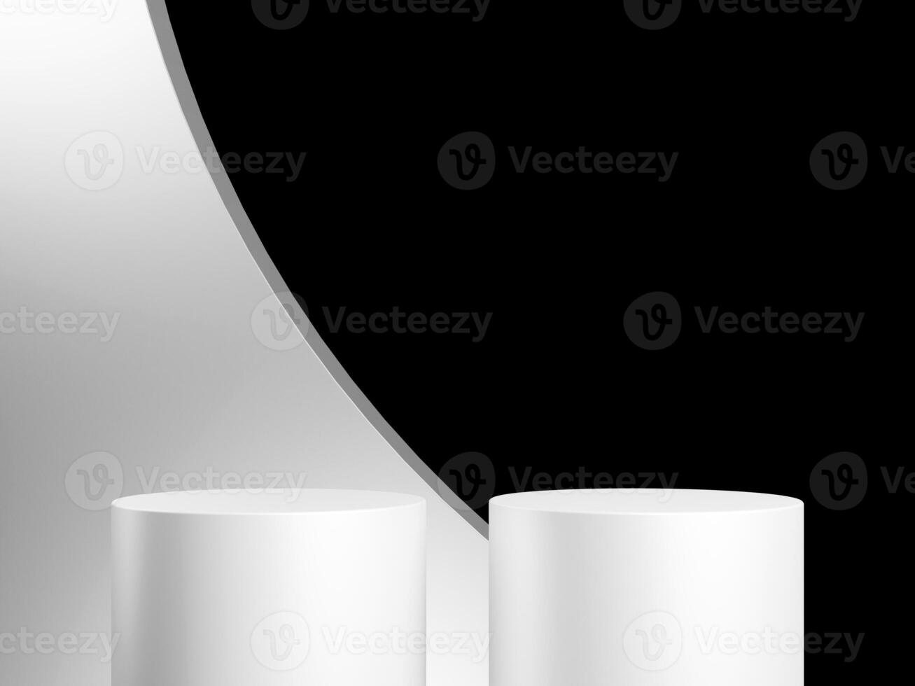 Minimal background white podium and black background for product presentation. photo