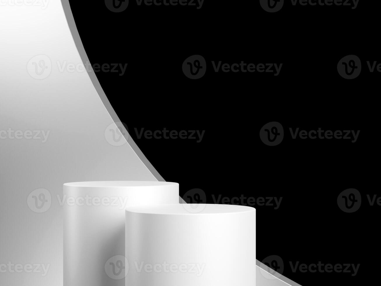 Minimal background white podium and black background for product presentation. photo