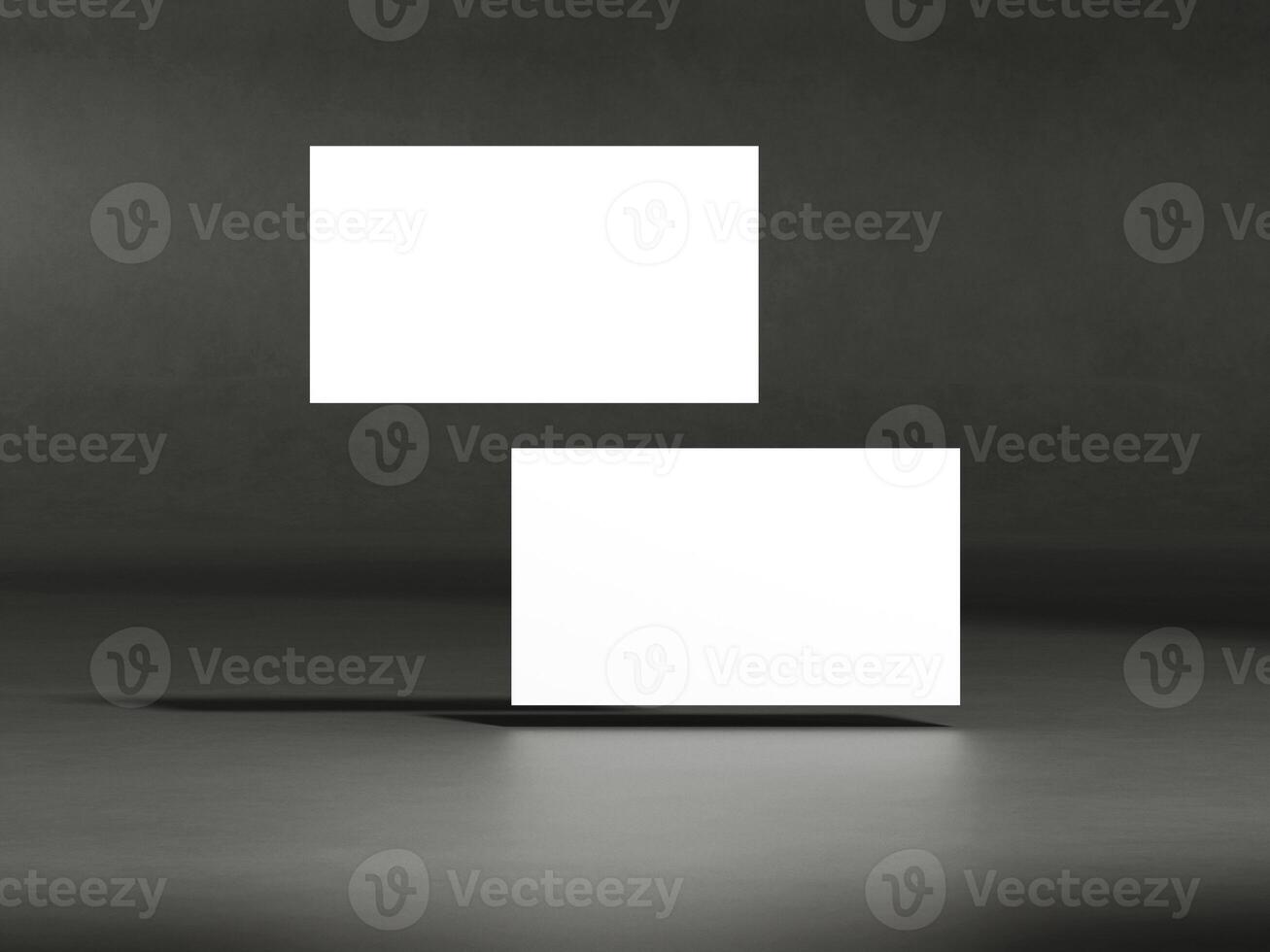 Realistic floating business branding cards template mockup. photo