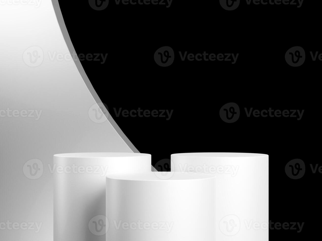 Minimal background white podium and black background for product presentation. photo