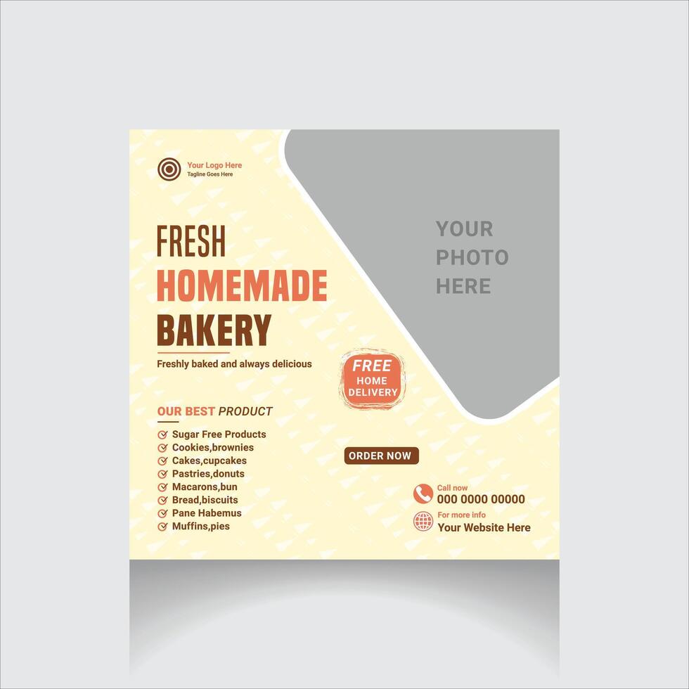 fresh homemade bakery social media post vector