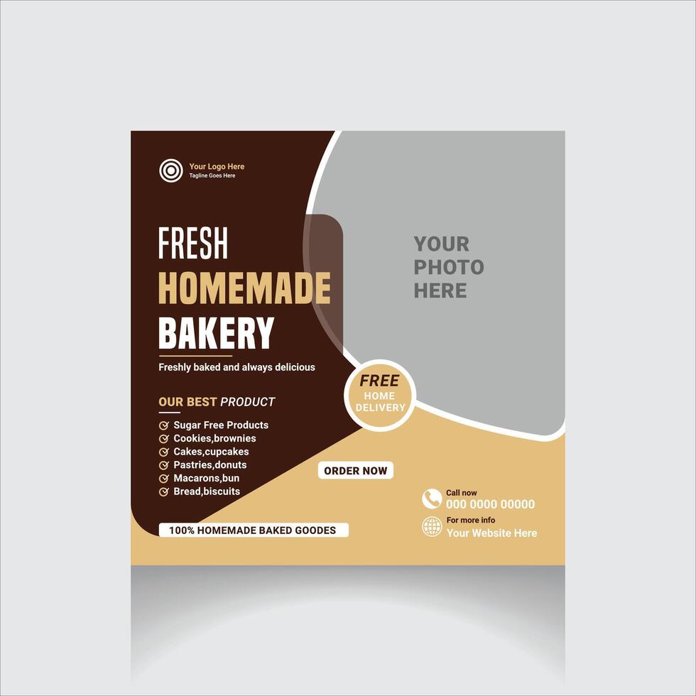 fresh homemade bakery social media post vector