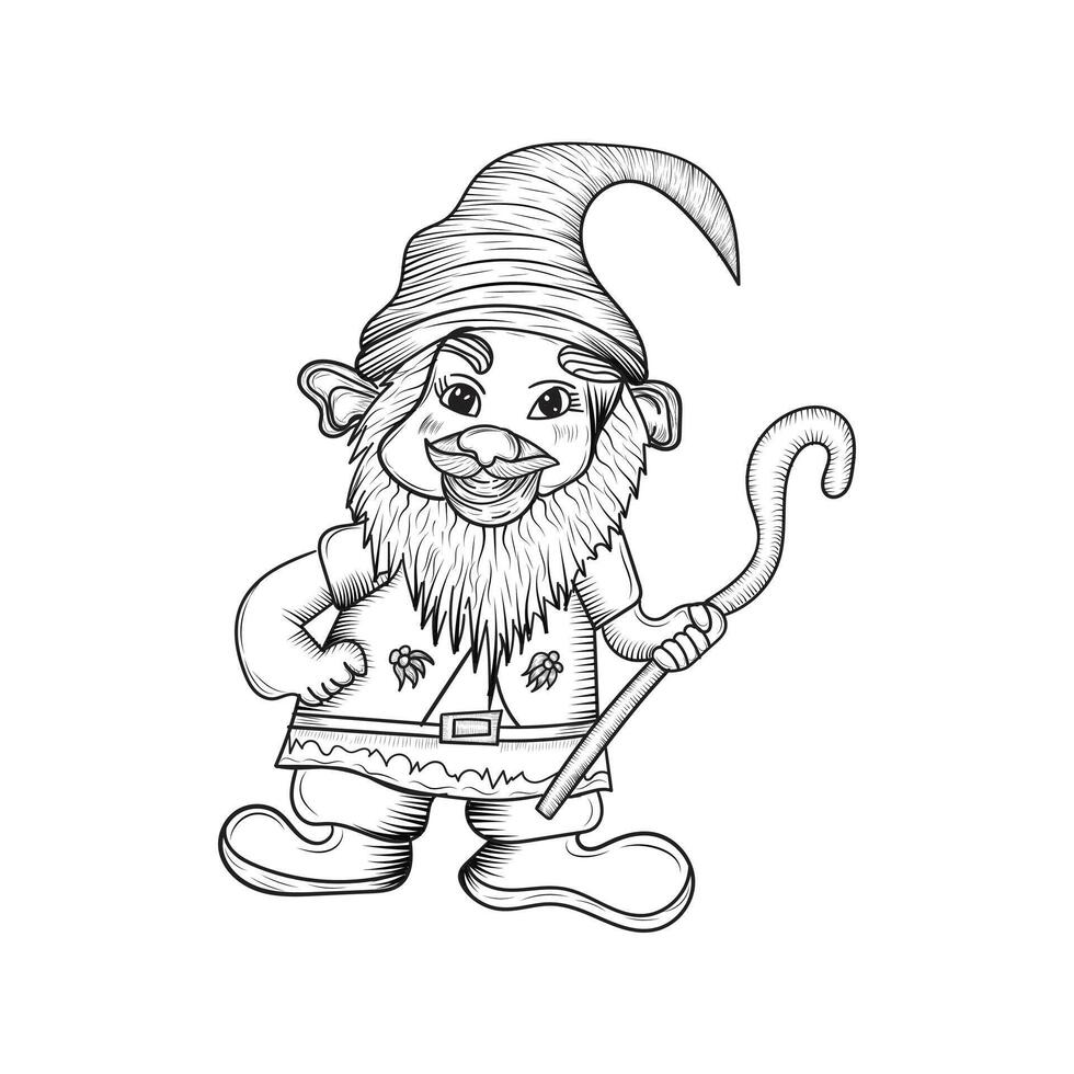 gnome hand made  vector art illustration design