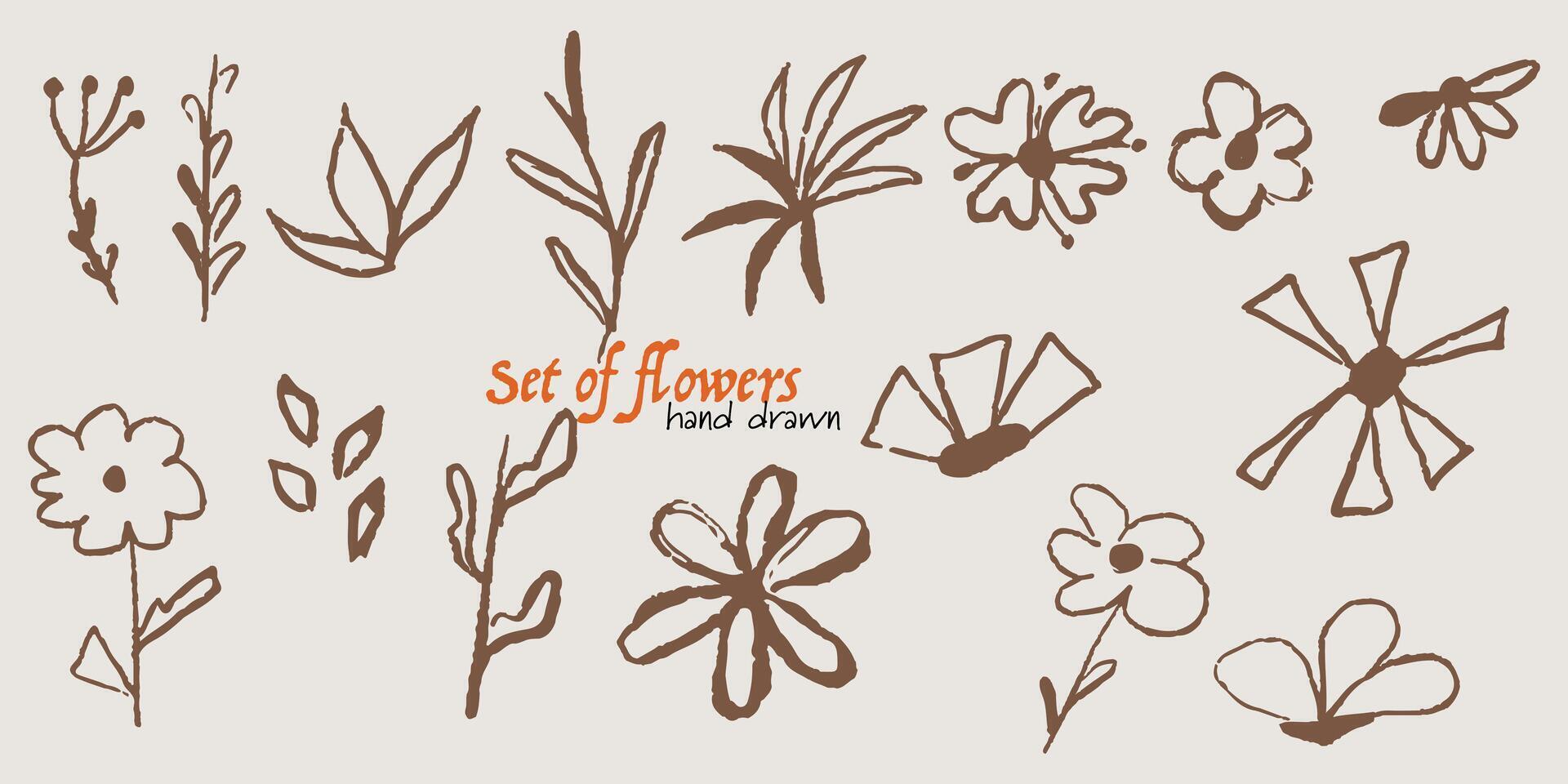 vector conjunto de garabatear mano dibujado flores . vector ilustración