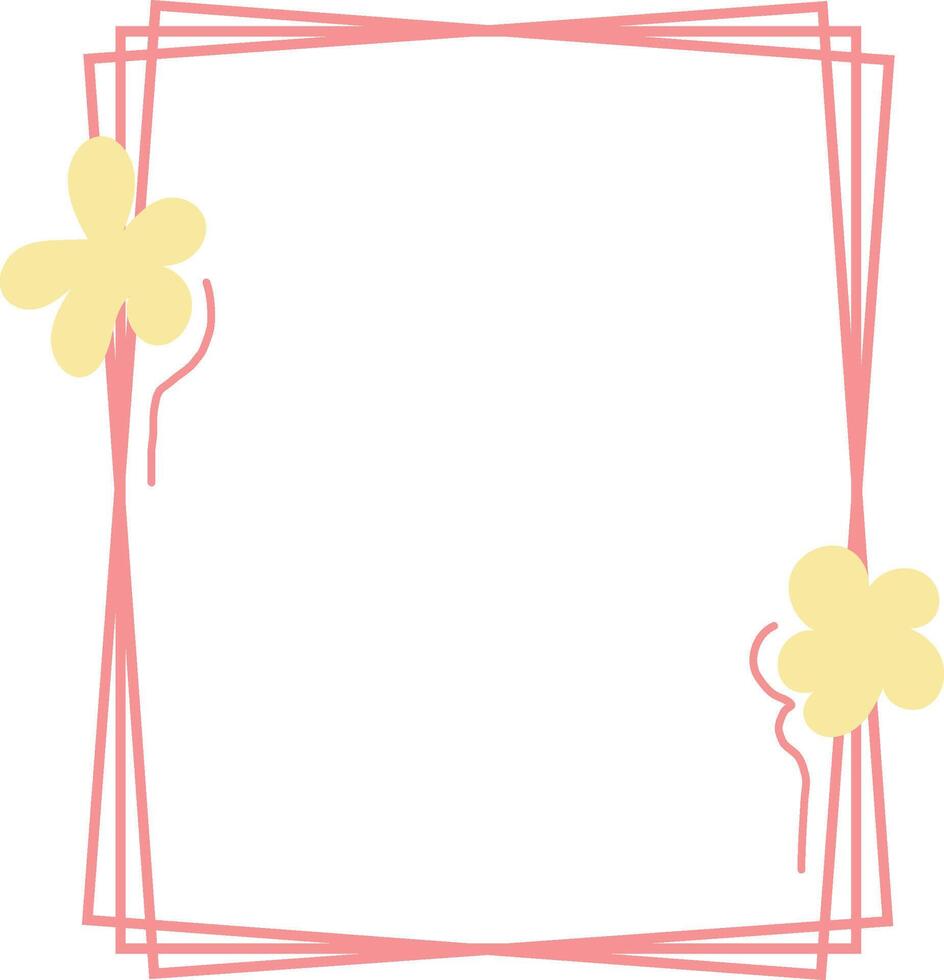 Multicolored retro textbox for social media with hand drawn flowers. Trendy graphic template of curved frame. groovy style . Vector illustration