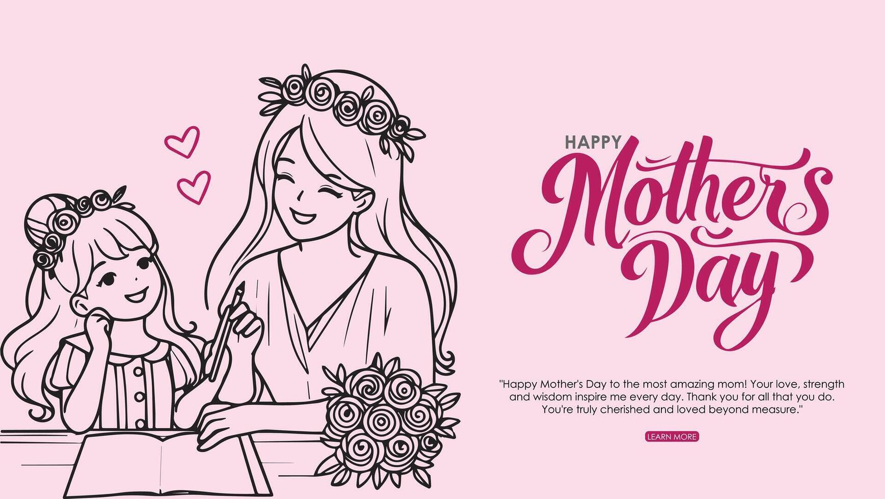 Happy mothers day celebration post with mother and child vector