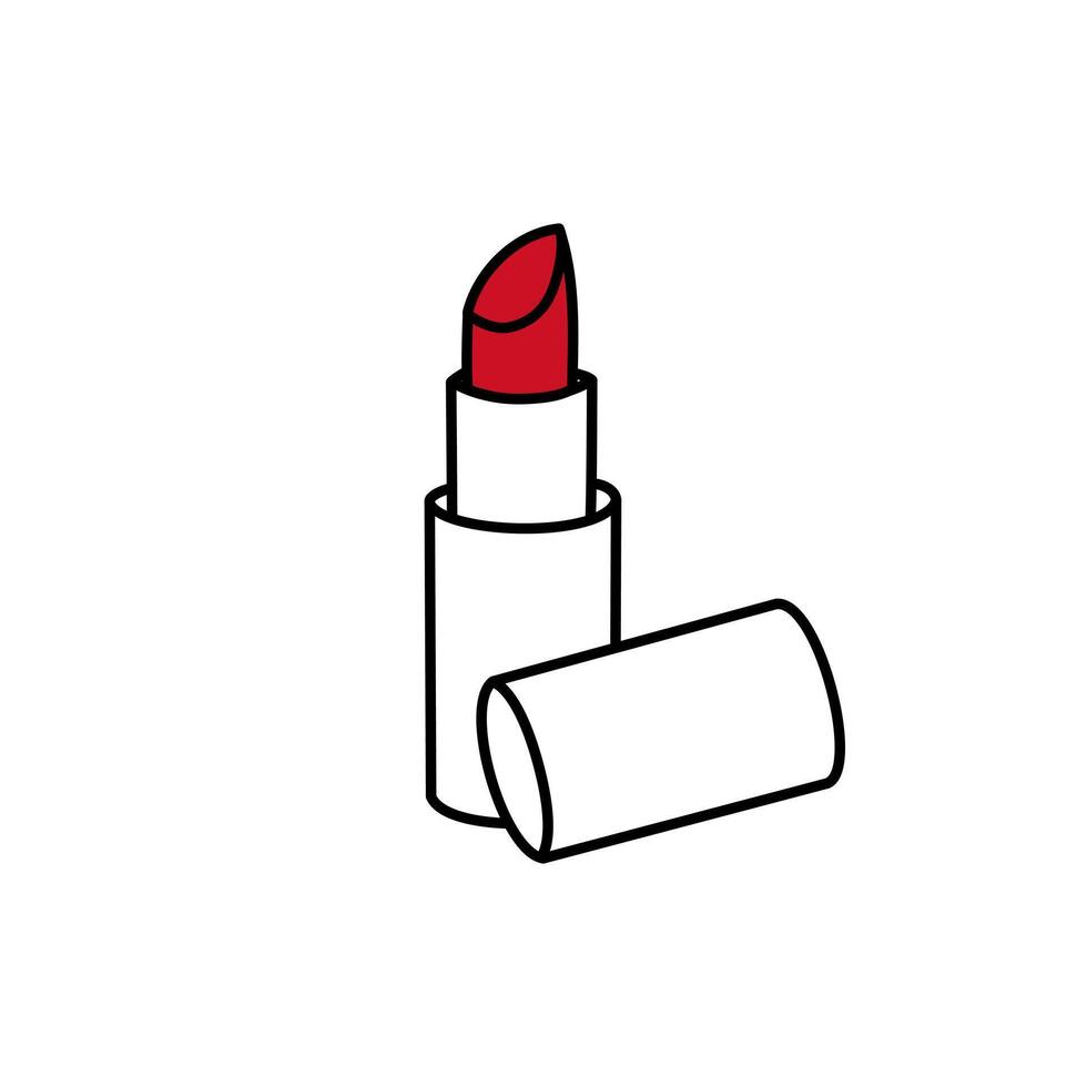 Lipstick simple doodle vector illustration. Cute hand drawn element isolated on white background