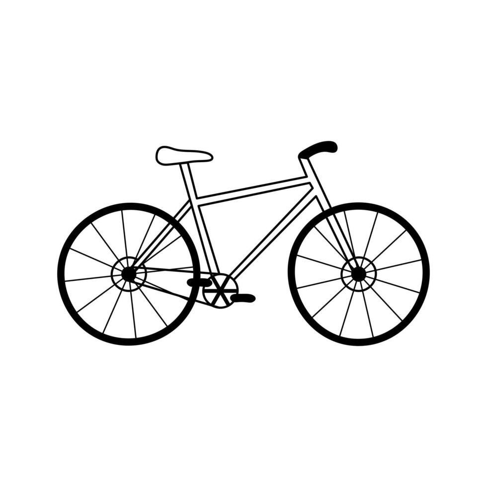 bicicleta garabatear vector ilustración. linda mano dibujado elemento de bicicleta silueta aislado en blanco antecedentes