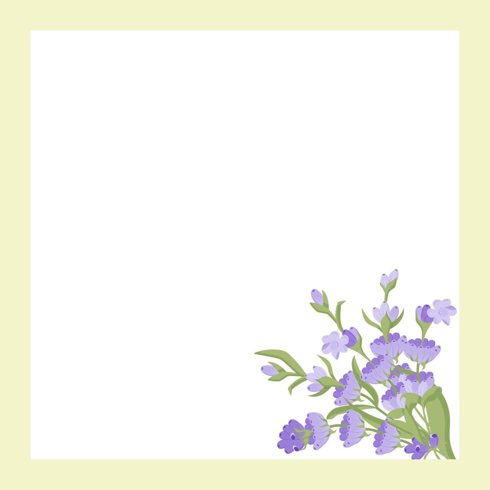 Decorative frame of lavender flowers for your design. Vector illustration isolated on white background.