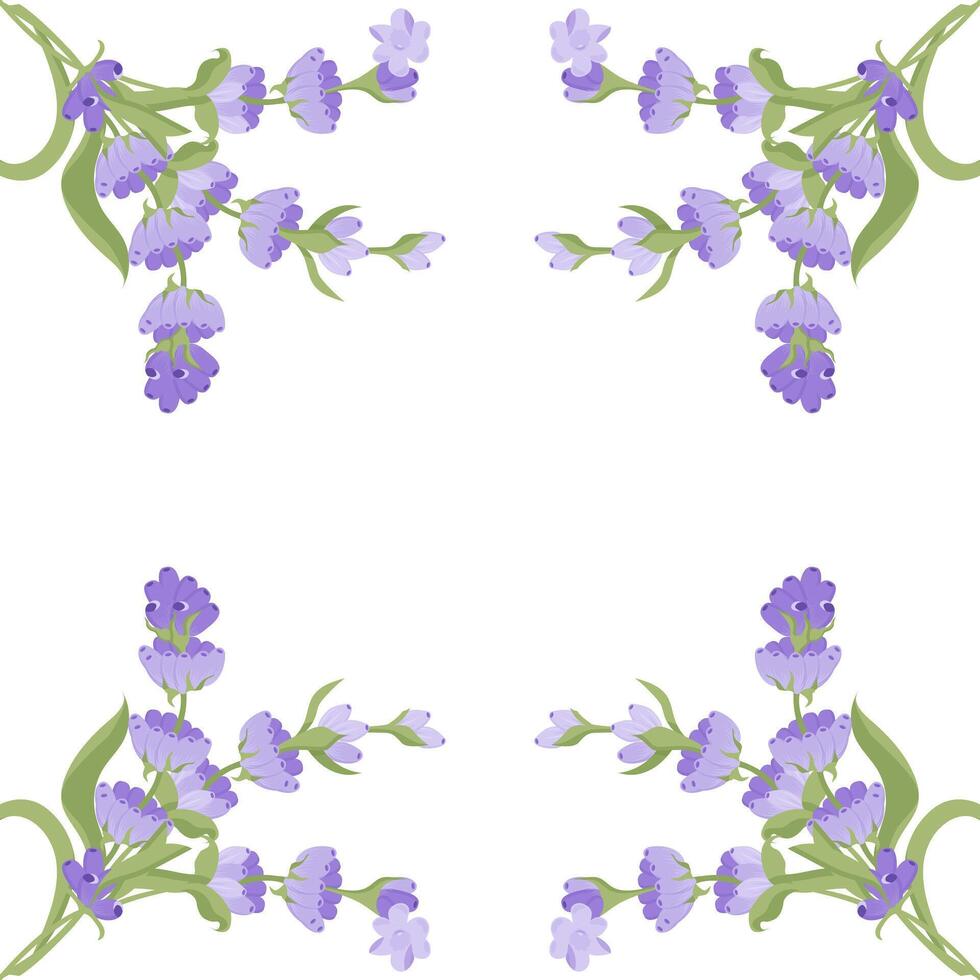 Decorative frame of lavender flowers for your design. Vector illustration isolated on white background.