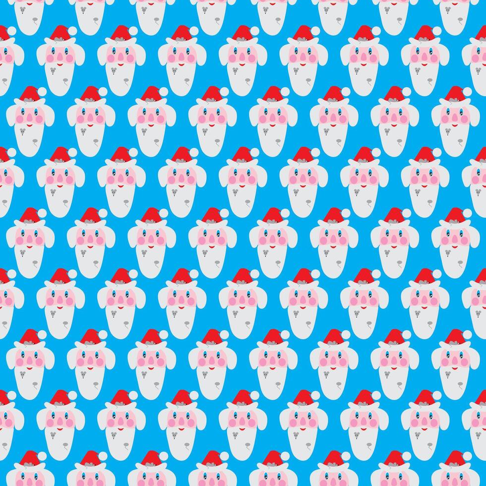 Santa Claus with mice in his beard. Seamless pattern. Vector illustration .