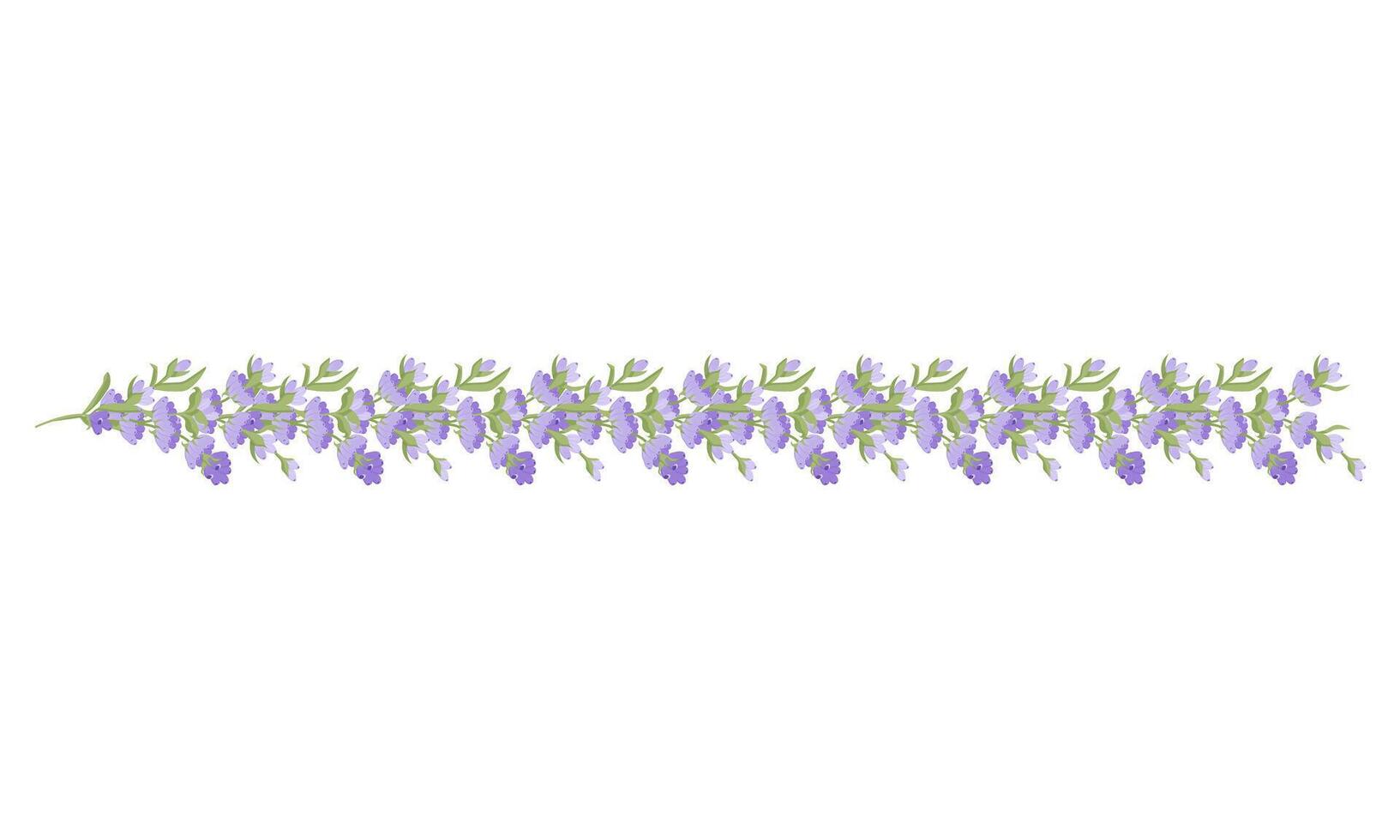 Decorative border of lavender flowers for your design. Vector illustration isolated on white background.