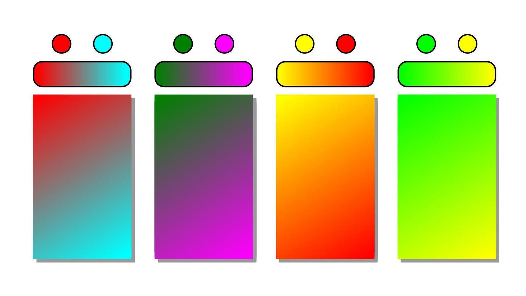 Set of vector gradient background. Cover set design with red, blue, green, purple, yellow, orange color. Beautiful abstract gradient for wallpapers, branding, business cards. Vector illustration