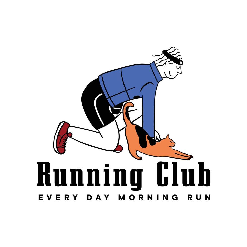 running club vintage retro illustration vector