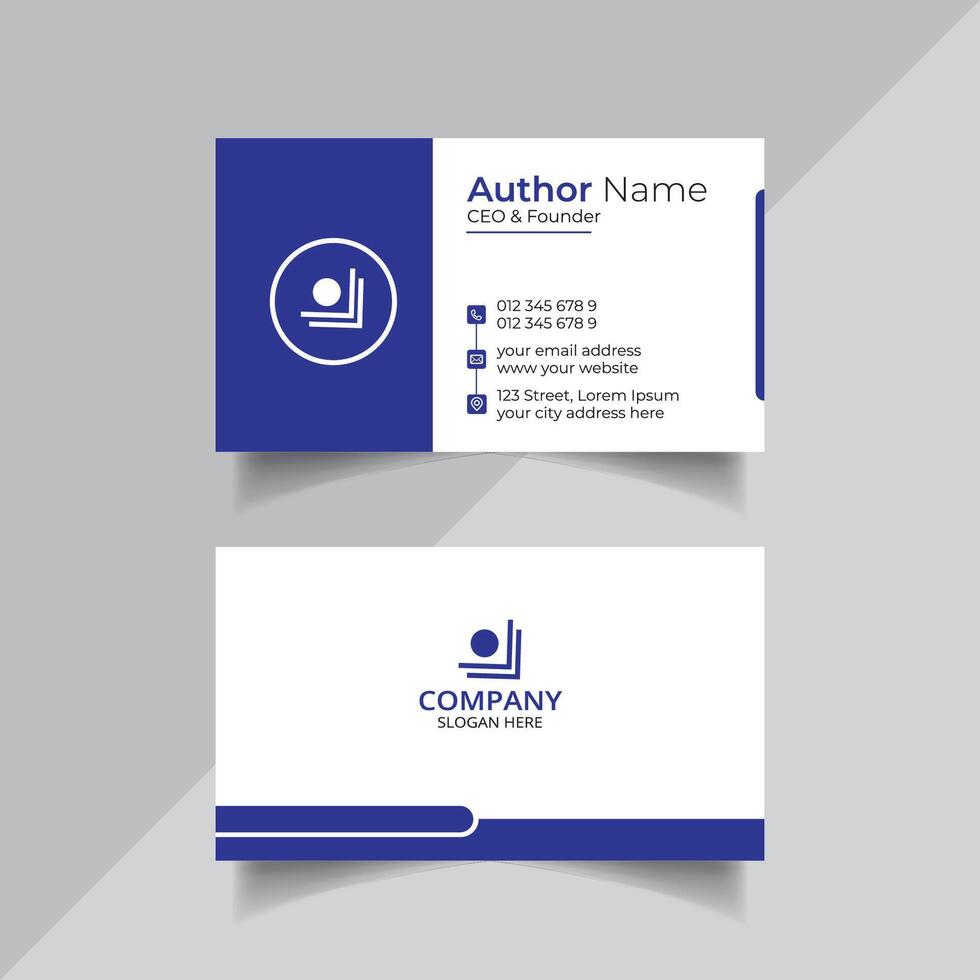 Blue color vector business card design template or abstract visiting card