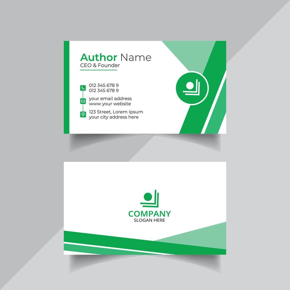 Green color vector business card design template or abstract visiting card