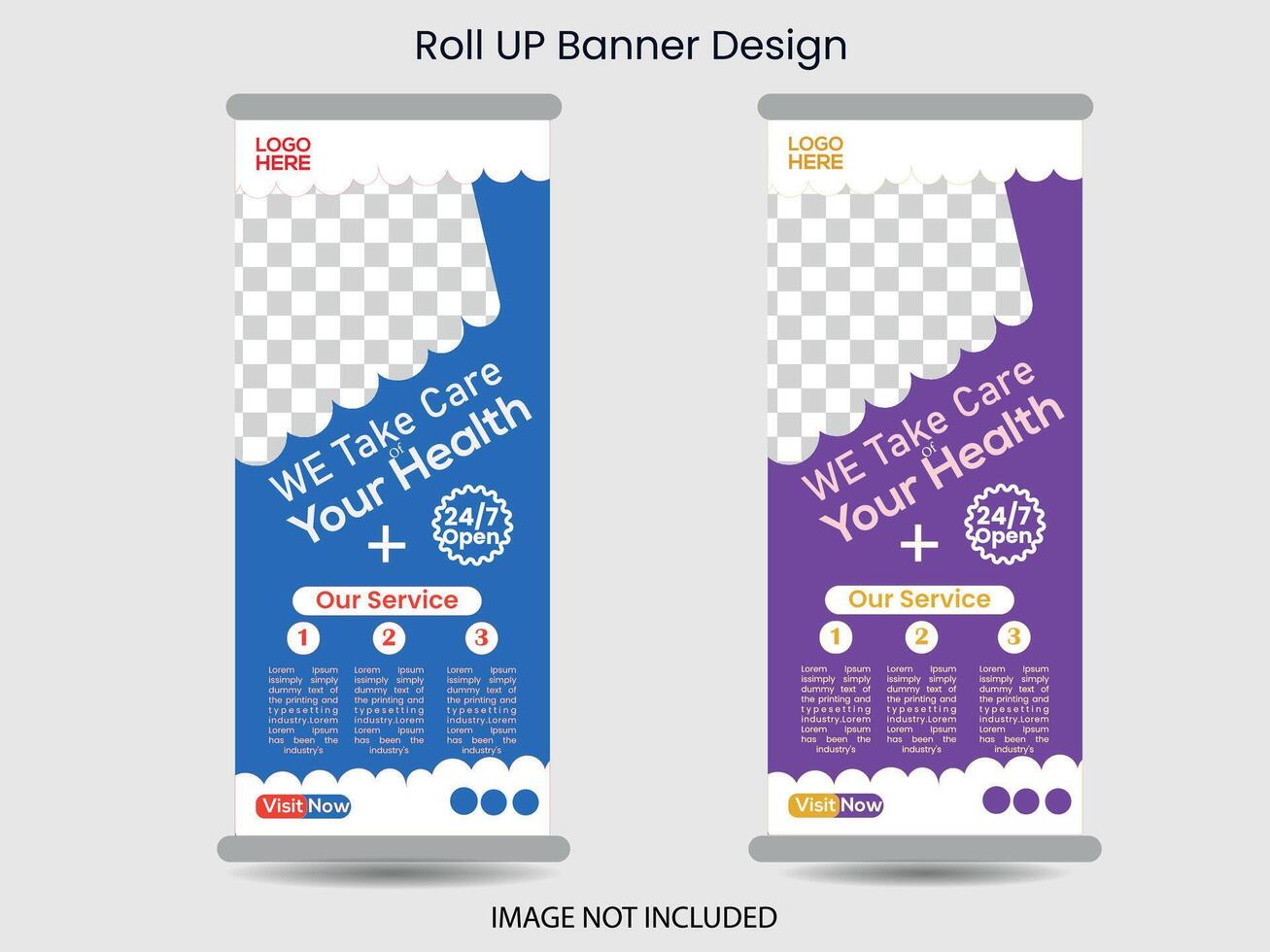 Professional health care and medical roll up design, standee and banner template vector