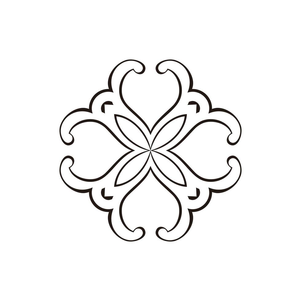 hand drawn heart ornament line art vector
